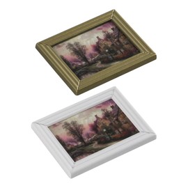 2 PCS FONGKNOX Miniature Painting Dolls House Miniature Picture Frames Painting 1/12 Scale Dolls House Country House Picture Dollhouse Accessories