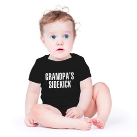 AW Fashions Grandpa's Sidekick Baby Bodysuit Cute Newborn Outfit Funny Boy Girl Grandparent Infant Clothes (12 Months, Black)