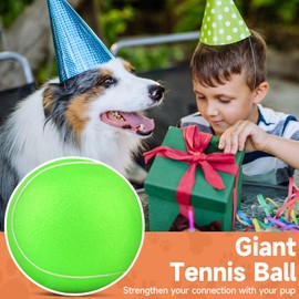 QDAN Giant Large Tennis Ball for Dogs: 9.5" Big Balls for Dogs for Outdoor Play, Big Tennis Ball Dog Toy for Small Medium Large Dog, Green