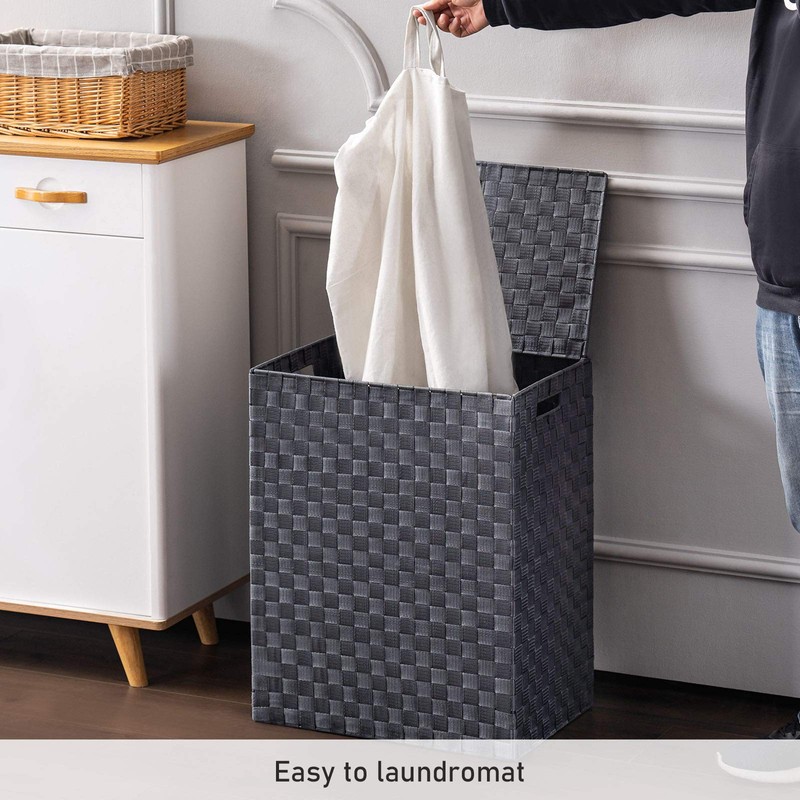 YOUDENOVA Handwoven Laundry Basket Hamper with Removable Liner Bag and