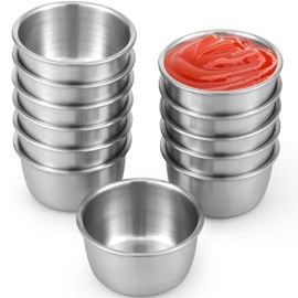 12Pcs Sauce Dipping Bowl 45ml Stainless Steel Dipping Cups Sauce Dishes Mini Multipurpose Condiment Seasoning Container for Home Party Restaurants(45ml)