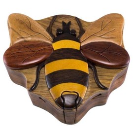 WOOD INTARSIA Bee - Secret Wooden Puzzle Box