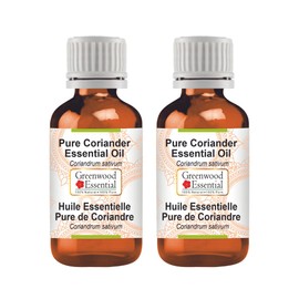 Greenwood Essential Pure Coriander Essential Oil (Coriandrum sativum) Steam Distilled for Personal Care (Pack of Two) 100ml X 2 (6.76oz)