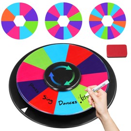 Towwoo 10 Inch Wheel of Fortune Toy, Wheel of Fortune for Spinning 25 cm with Non-Slip Base, 8 Colour Compartments for DIY with Editable Fields, DIY Price Wheel for Carnival Parties