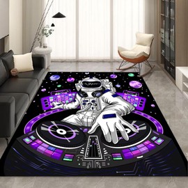 kxry 2 * 3 Feet Space Astronaut Galaxy Soft Area Rugs for Kids Girls Boys Purple Outer Space Themed Floor Carpet for Living Room Bedroom Dorms Nursery Rooms Home Decor Aesthetic