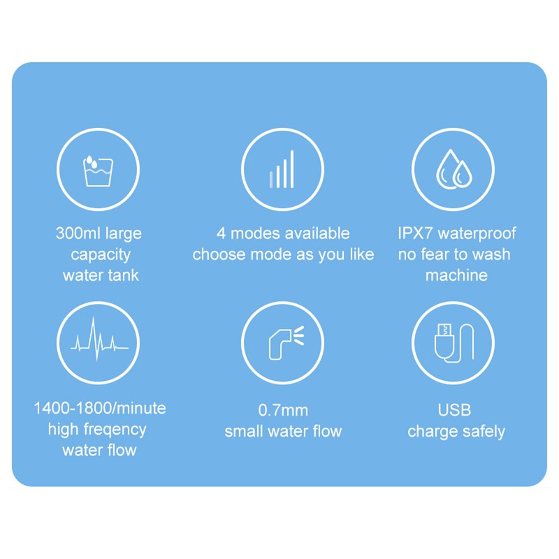 Portable Dental Oral Irrigator 300ML Water Tank Rechargeable Automatic Teeth