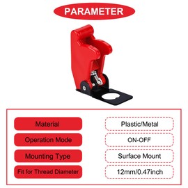 MKBKLLJY 8Pcs 12mm/0.47inch Mounting Hole Red Safety Flip Covers Dustproof Waterproof Plastic Cap Aircraft Guard Cover for Toggle Bat-Handle Switch Heavy Duty Toggle Rocker Switch