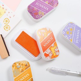 Metallic Pigment Ink Pad, Washable Finger Ink Pads, Shimmer Scrapbook Craft Ink Pads for Rubber Stamps, Card Making, Paper Wood Fabric, 3.7 x 2.1" (Silver)