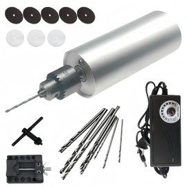 0.3-4mm Mini Electric Hand Drill, Jewelry Carving Engraving Making Kit, Aluminum Rotary Power Tool Set with 10 Drill Bits & 8 Cutting Discs for Sheet Metal Wood Plastic Adjustable Speed