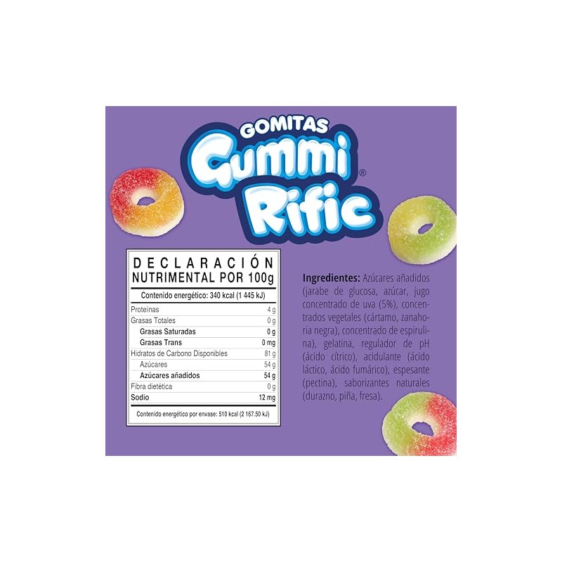 GummiRific Gomitas agridulces de aritos Sabor a Frutas – 150