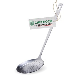 Chefkoch trifft Fackelmann Straining Spoon - Ideal for Straining Dumplings, Mouth Bags etc., High-Quality Stainless Steel in Matte Look - Cooking Spoon Dishwasher Safe