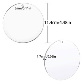 TAIANJI 30 Pcs Acrylic Keychain Blanks, Round Acrylic Transparent Circle Discs 10cm, Acrylic Circles With a Hole for DIY Crafts and Projects