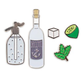The Unemployed Philosophers Guild Mojito Cocktail Enamel Pin Set - Strong Rubber Backing Clasps, Set of 5 Pins
