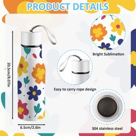 Sunnychicc 6 Pack Kids Sublimation Water Bottles 17oz Stainless Steel Tumblers Portable Handle Blank for Vinyl Projects & Heat Transfer Ideal for School, Sports, Travel, Camping