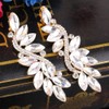 BriLove Women's Fashion Wedding Bridal Crystal Flower Romantic Dangle Clip-On
