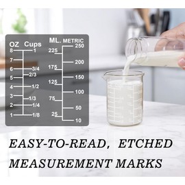 Ackers Etching Scale Glass Measuring Cup Set, Includes 1-Cup(8OZ),2-Cup(16OZ), and 4-Cup(32OZ) Liquid Measuring Cups, Dishwasher, Freezer, Microwave, and Preheated Oven Safe, Essential Kitchen Tools