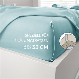 Dreamzie Fitted Sheet, 80 x 200 cm, High Bridge up to 33 cm, 100% Microfibre, Aqua, Tested for Harmful Substances (Oeko Tex), Bed Sheet with Elasticated Band