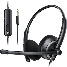 awatrue awatrue Wired Headset with Microphone for PC Laptop - 3.5mm Jack On Ear Headphones with Noise Cancelling Microphone for Boom Skype Webinars, in-line Control,Comfortable