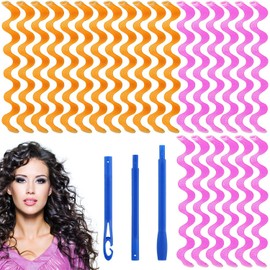 LZLRUN 24Pcs Water Ripple Hair Rollers 50cm DIY Magic Hair Curlers Hair Dividers Hair Formers Hair Styling Tool for Women Lady