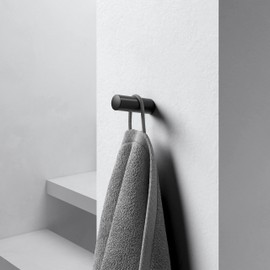 KEUCO Reva Black Selection Metal Towel Hooks for Bathroom and Guest Toilet Wall Hooks for Towels and Robes