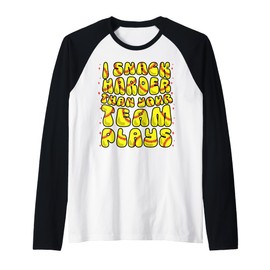 Baseball Softball Snack Harder Than Your Team Funny Game Day Raglan Baseball Tee