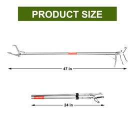 Reptile Tongs Snake Grabber Tool lock 47 inch Aluminum Alloy Easy to Carry Foldable and Light with Zigzag Wide Jaw Stainless Steel Professional Outdoor Catch Snake Hooks