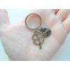 Bronze Four Leaf Clover Charm Keychain with Pinky Promise Charm