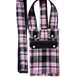 Pink Tartan. Full Set. Catheter Leg Bag Holder. Bag and Tube Covers+Shoulder Strap + one tubie Clip POLYVISCOSE Checks Fabric. Brand: The Confidence