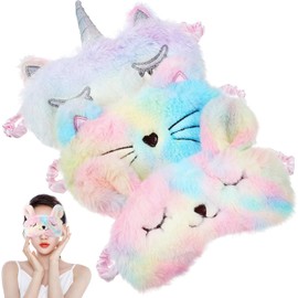 Yardwe 3pcs Plush Sleep Mask Set for Travel and Office Use, Comfortable and Breathable Polyester Eye Covers for Napping, for Office Workers and Students