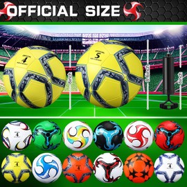 Lunmon 12 Pcs Soccer Ball Bulk with 2 Pumps Deflated Soccer Balls Football for Teens Adults Player Indoor Outdoor Sports Game Training Back to School Gift(Size 4,Classic Style)