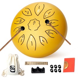 WALTERT W Steel Tongue Drum - 8 Inches 11 Notes Gold Handpan Drum with Velvet Bag, Music Book, Drum Mallets, and Finger Picks - Premium Musical Gift for Relaxation, Meditation, and Christmas Holidays