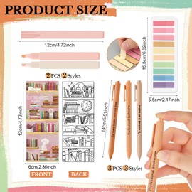Spakon 7 Pcs Aesthetic Book Annotation Kit Morandi Highlighters and Gel Pens Reading List Bookmark Colorful Sticky Notes for Christmas Bible Gifts, No Bleed Highlighters for Pages(Orange Series)