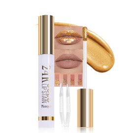 IATMOMOD Brownish Red Liquid Matte Lip Liner Stain Peel Off with Tweezer, Long Lasting, Waterproof New Gold Matte Lipstick Lip Gloss Tattoo for Women, Smudge-proof Non-Stick Cup Lip Tint Makeup 02#