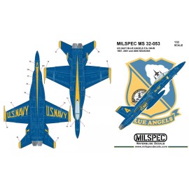 MILSPEC DECAL, MS 32-053 1/32 SCALE, US NAVY BLUE ANGELS, F/A-18A/B/C/D