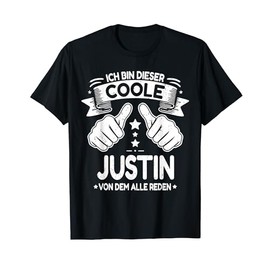 Justin Name Birthday First Name Saying Name Day T-Shirt, black