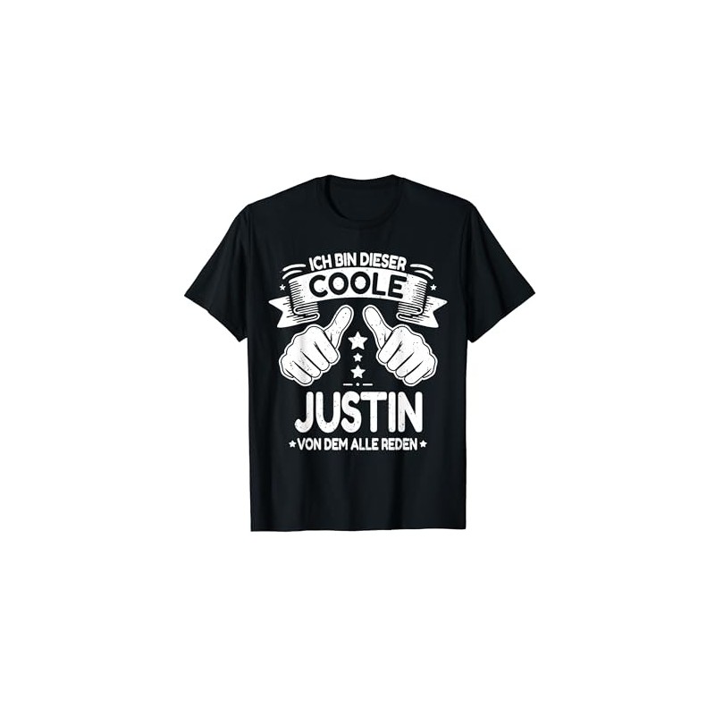 Justin Name Birthday First Name Saying Name Day T-Shirt, black