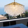 TOCHIC Capiz Shell Chandelier, 6 Lights Gold Coastal Chandelier Light