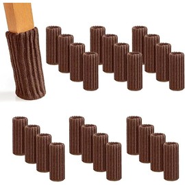 TopBine 24 PCs Furniture Leg Socks，High Elastic Knitted Chair Leg Floor Protectors,Double Thickness Chair Leg Floor Protectors,Brown Chair Socks with Felt Pad Bottom Fits Round Legs Furniture