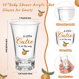 Singhoow 50 Sets Baby Shower Favor for Guests Acrylic Shot Glasses with Bottle Opener Keychains Thank You Tags and Bags Gender Reveal Party Favors for Guest Baby Shower Return Gift(Cutie)