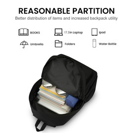 Liokesa Large Casual Laptop Backpack,School Backpack Large Bookbag with USB for High School College Students Office Business Fits 17.3 Inch Notebook, Black