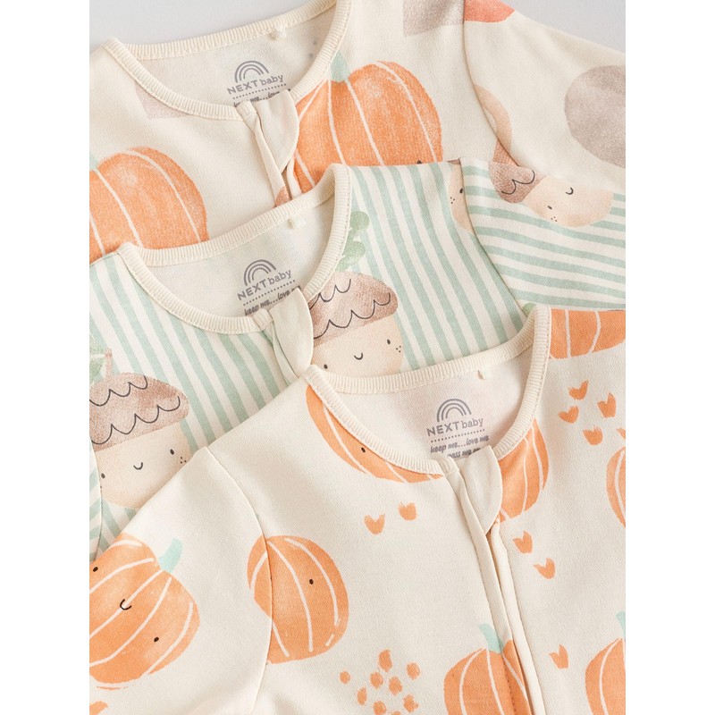 NEXT Footless Pyjamas with Two Way Zip, Pack of 3,