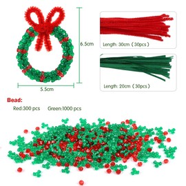 LIHAO 24 Pieces Christmas Beaded Ornament Kit, Xmas Tree Hanging Wreath Decoration Kids Party Craft