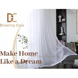 Dreaming Casa Solid Sheer Curtains Draperies White Rod Pocket 2 Panels 52" W x 108" L
