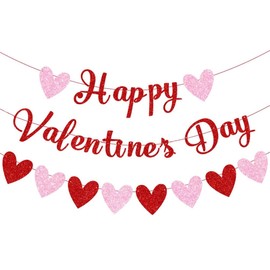 Happy Valentines Day Garland Banner, Heart Banner Garland Decorations, Valentines Decorations, Valentines Banner Garland