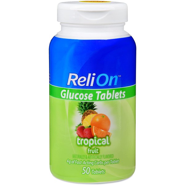 Relion Glucose Tablets - Tropical Fruit Flavor - 50 counts