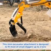 Mini Excavator Attachment Rake，Small Diggers Metal Backhoe Rake，3.54" Span, 0.98"