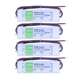 HUABAN 4 Pieces AC to DC 24V 0.625A 15W Waterproof IP67 Long Aluminum Alloy Low Voltage LED Strip Lights Switching Power Supply Converter Driver Transformer Adapter