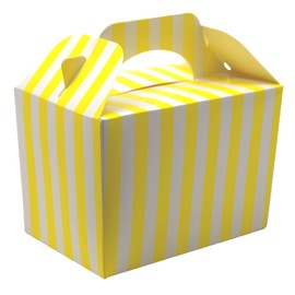 Lotus 20-Pack Yellow Stripe Design Party Boxes - Ideal for Kids' Parties, Picnics, Birthdays, and Weddings | Fun and Functional Carry Food Meal Loot Box for Festive Celebrations and Special Occasions