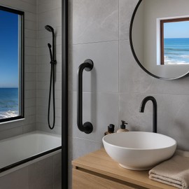 Westbrass GB36-MB 36" x 1.5" Stainless Steel Grab Bar with Flanges and Screws – ADA Compliant, Matte Black