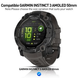 Suoman 3-pack for Garmin instinct 3 50mm AMOLED/Solar Screen Protector, Charger Port + [Anti Scratch] 9H Tempered Glass Protective Film